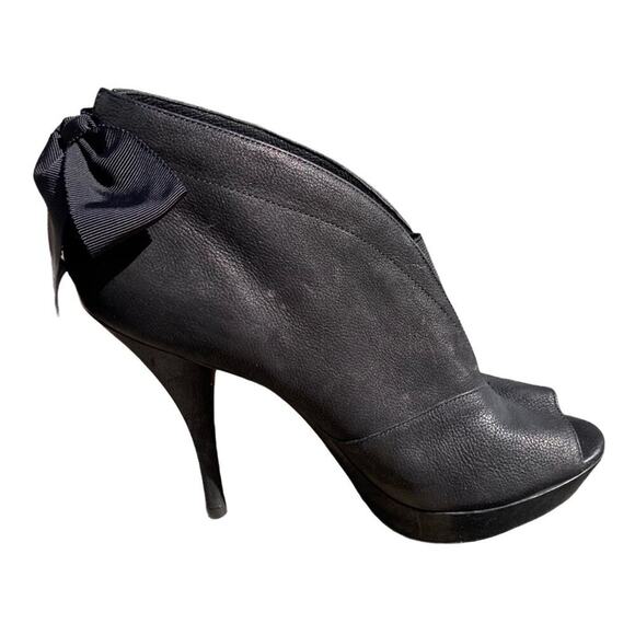 Vera Wang Shoes Royce Bow Back Leather Stiletto Peep Toe Ankle Bootie 9M y2K - Picture 6 of 11